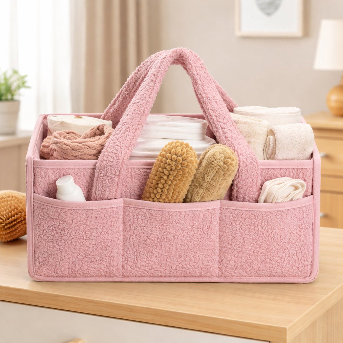 Vavida - Commodemandje - Roze - Teddy - 40 x 26 x 17 cm