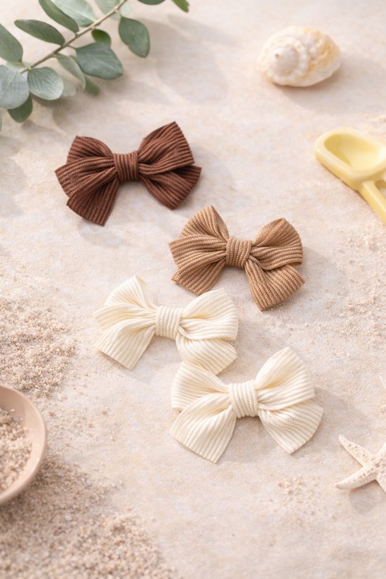 Vavida Haarspeldjes - 6 stuks - Strikjes - Meisjes - Leuk Als Cadeautje - Donkerbruin - Lichtbruin - Beige