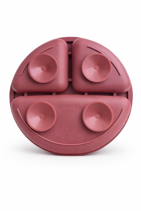 Vavida Siliconen Bord Baby en Kind - Rosewood - BPA-vrij - Met 4 Zuignappen