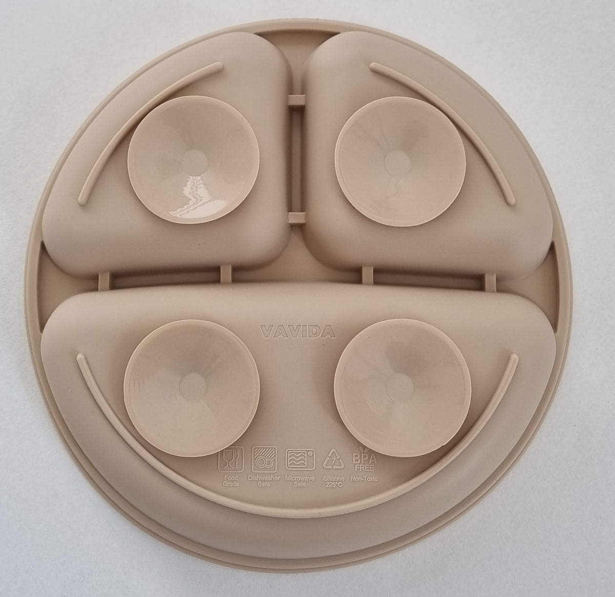 Vavida Siliconen Bord Baby en Kind - Beige - BPA-vrij - Met 4 Zuignappen