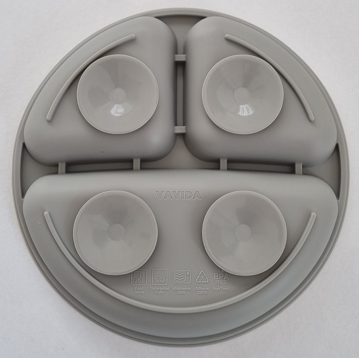 Vavida Siliconen Bord Baby en Kind - Grijs - BPA-vrij - Met 4 Zuignappen