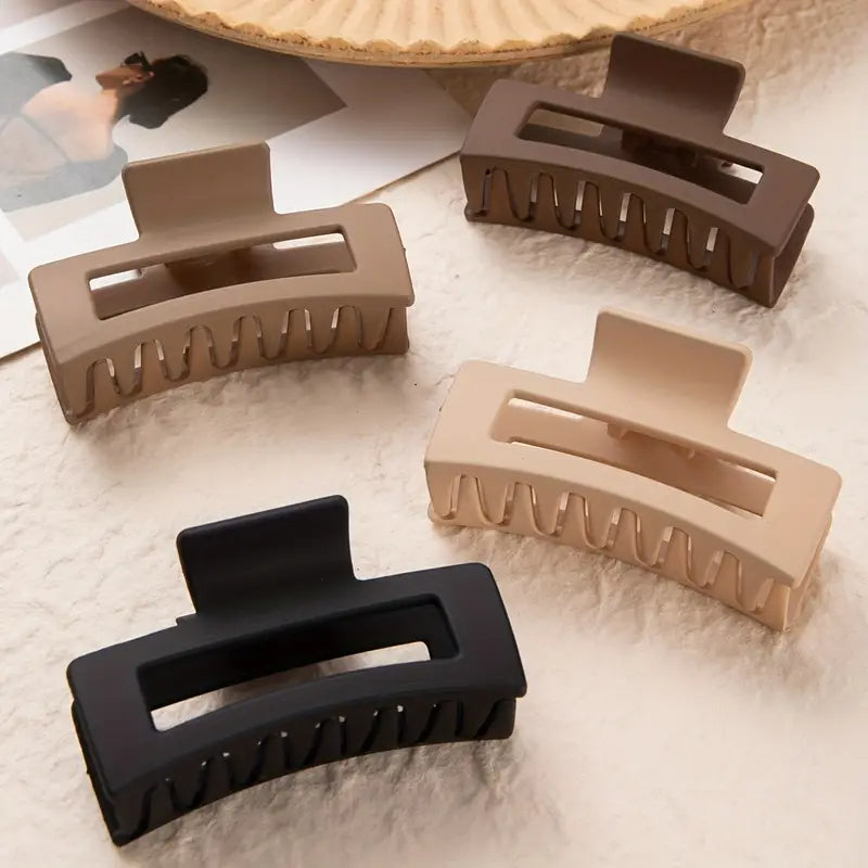 Set 4 Haarklemmen - Bruin - Zwart - Beige - Taupe - 8,5 cm - Goede Kwaliteit - Perfect Als Cadeau - Haaraccessoires