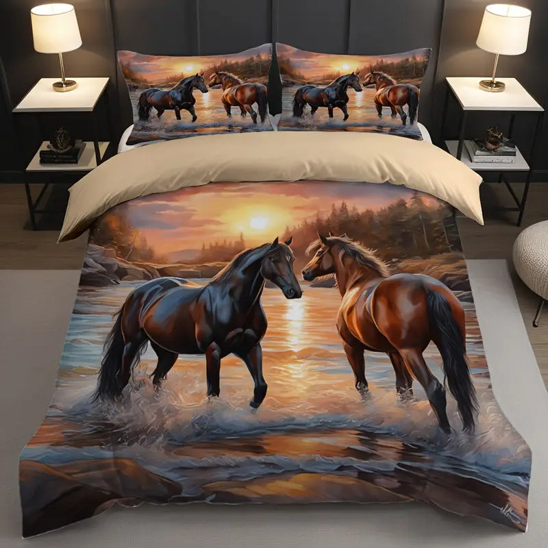 Eenpersoons Dekbedovertrek 140 x 200 - Paarden
