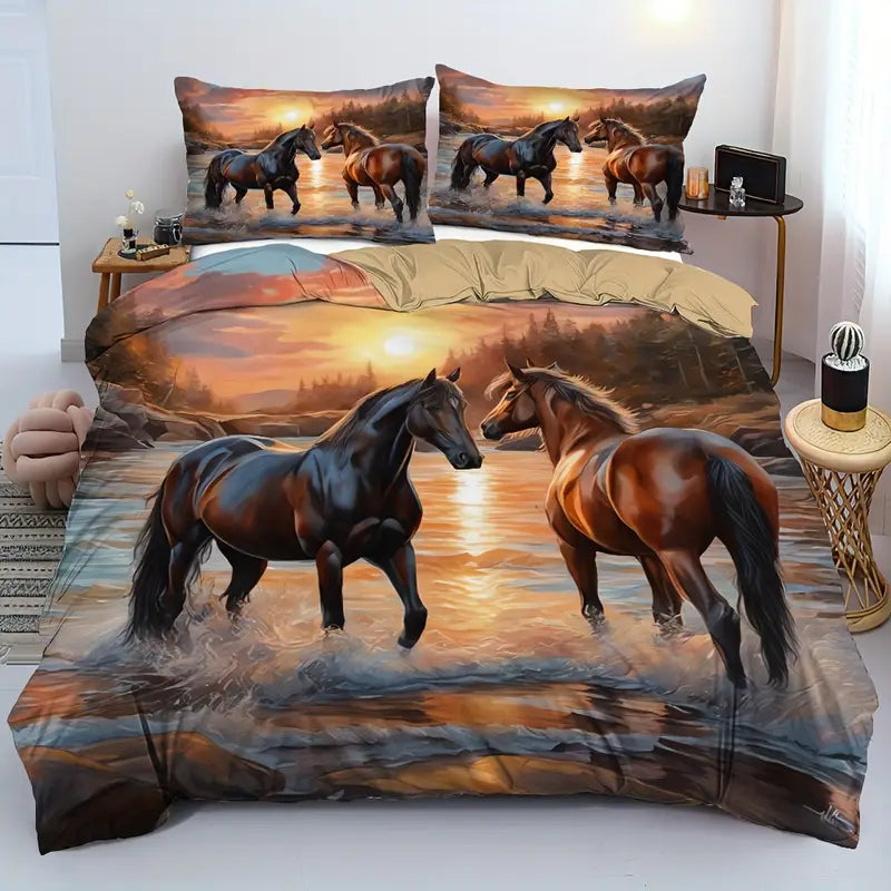 Eenpersoons Dekbedovertrek 140 x 200 - Paarden