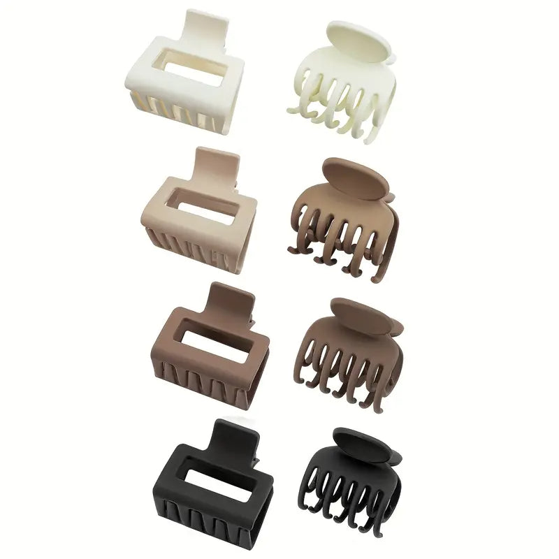 Set 8 Haarklemmen - Bruin - Zwart - Beige - Taupe - Goede Kwaliteit - Perfect Als Cadeau - Haaraccessoires