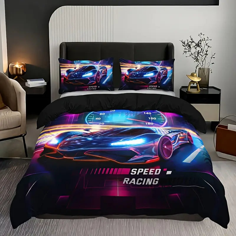 Eenpersoons Dekbedovertrek 140 x 200 - 3D Raceauto Design