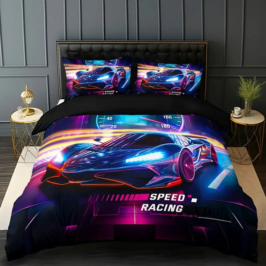 Eenpersoons Dekbedovertrek 140 x 200 - 3D Raceauto Design