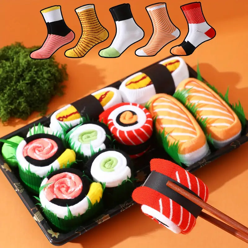 Sushi Sokken Cadeaubox - 5 Paar - One Size