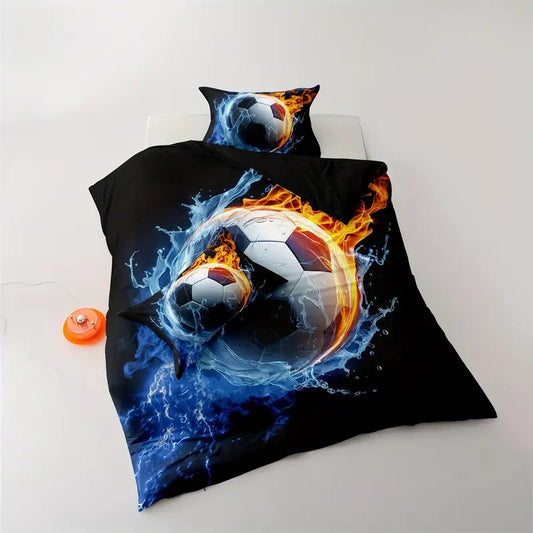 Eenpersoons Dekbedovertrek 140 x 200 - Voetbal - Vuur