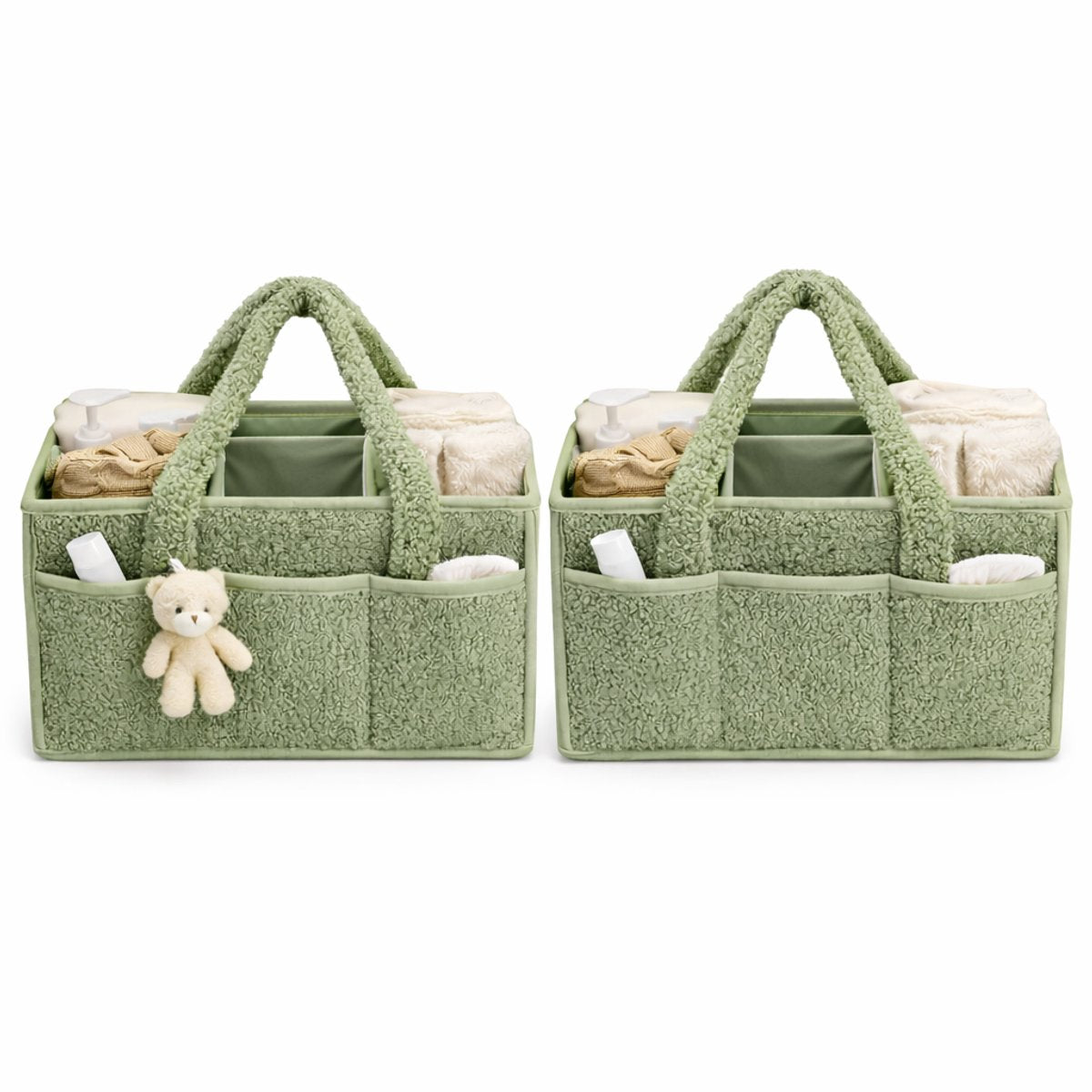 Vavida - Commodemandje - Groen - Teddy - 40 x 26 x 17 cm
