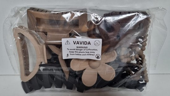 Vavida Haarklemmen - Set 10 stuks - Verschillende Groottes - Beige - Bruin - Zwart - Cadeauverpakking