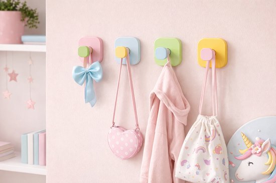 Vavida Wandhaakjes - Kinderkamer - 4 Stuks - Kleurrijk - Zuignap - Babykamer