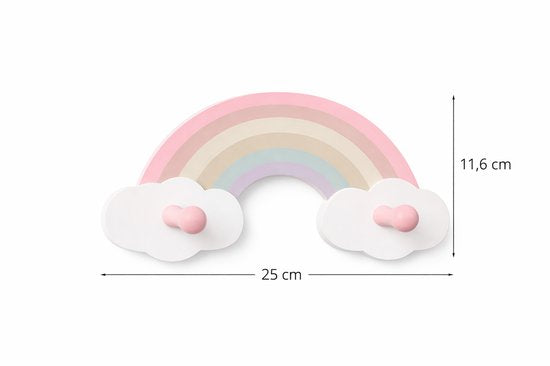 Vavida Wandhaakjes - Hout - Kinderkamer - Regenboog - 25 cm