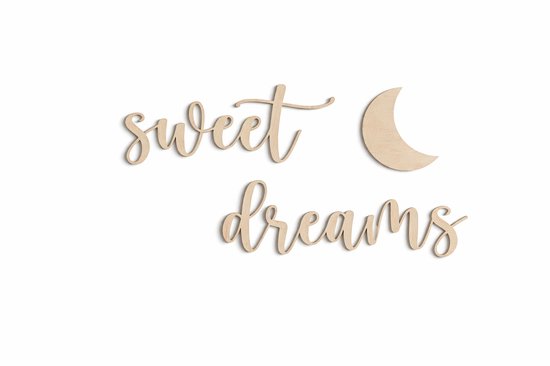 Vavida - Houten Wanddecoratie - Sweet Dreams - Maan - Kinderkamer - Babykamer
