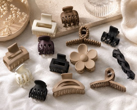 Vavida Haarklemmen - Set 18 Stuks - Bruin - Beige - Zwart - Stevig - Anti-Slip - Verschillende Maten - Leuk als Cadeau