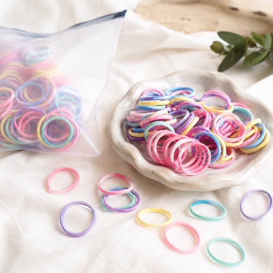 Vavida Haarelastiekjes - Geschikt voor Peuter en Kleuter - Anti-slip - 2,5 cm - Pastel - 200 Stuks