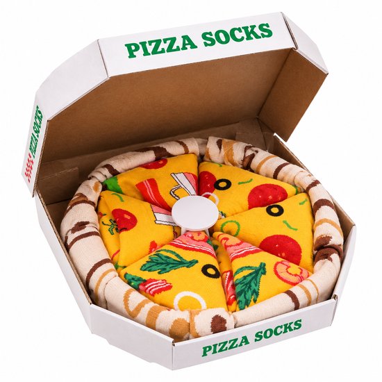 Vavida Sokken - Pizza - 4 Paar - Cadeau - Kerst - Sinterklaas - One Size - Luxe Geschenkverpakking