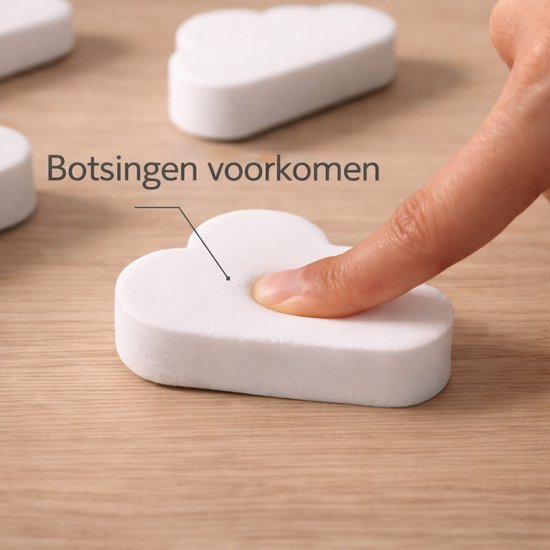 Vavida - Deurstoppers - 8 Stuks - Stootdoppen - Wolkjes - Deurklink - Zelfklevend - Kinderkamer - Babykamer