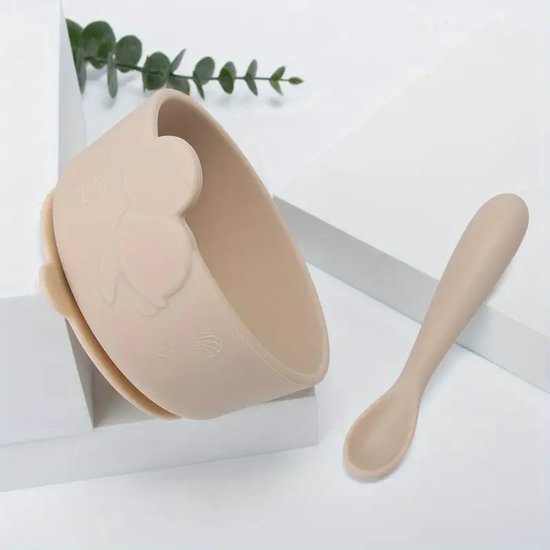 Vavida Siliconen Bakje - Baby - Beige - Met Zuignap