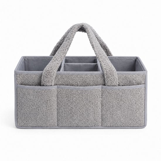 Vavida - Commodemandje - Grijs - Teddy - 40 x 26 x 17 cm - Babykamer - Baby - Commode - Mandje