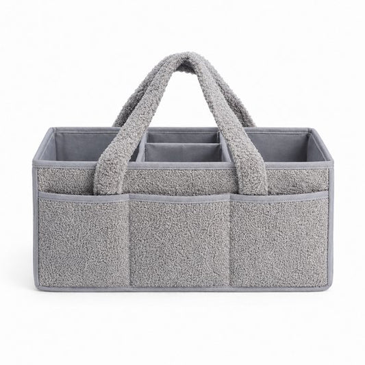 Vavida - Commodemandje - Grijs - Teddy - 40 x 26 x 17 cm - Babykamer - Baby - Commode - Mandje