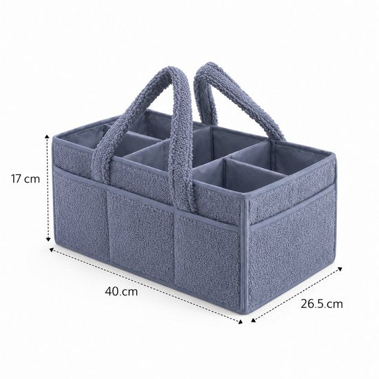 Vavida - Commodemandje - Blauwgrijs - Teddy - 40 x 26 x 17 cm - Babykamer - Baby - Commode - Mandje