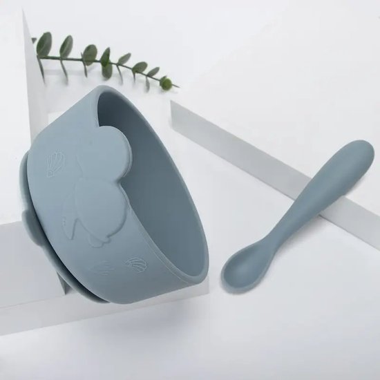 Vavida Siliconen Bakje - Baby - Blauwgrijs - Met Zuignap