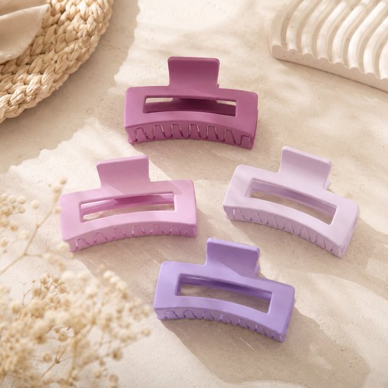 Vavida - Set 4 Haarklemmen - Roze - Lila - 8,5 cm - Perfect Als Cadeau - Haaraccessoires
