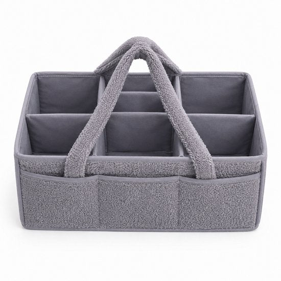 Vavida - Commodemandje - Grijs - Teddy - 40 x 26 x 17 cm - Babykamer - Baby - Commode - Mandje
