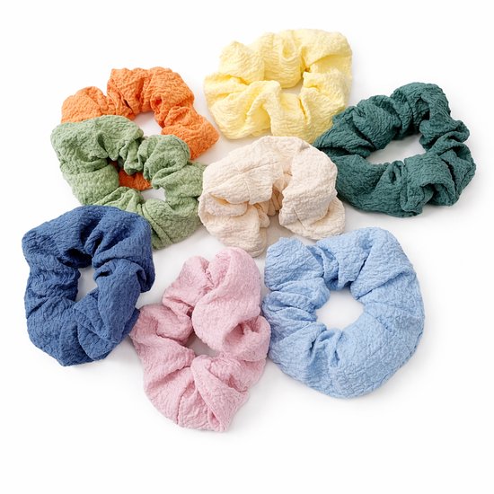 Set 7 Scrunchies - Pastelkleuren - Geel - Roze - Blauw - Groen - Oranje - Beige - Petrol - Zacht
