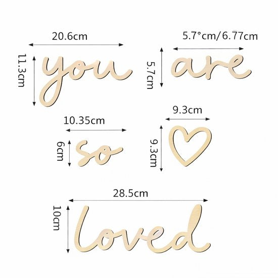 Vavida - Houten Wanddecoratie - You are so loved - Hartje - Kinderkamer - Babykamer
