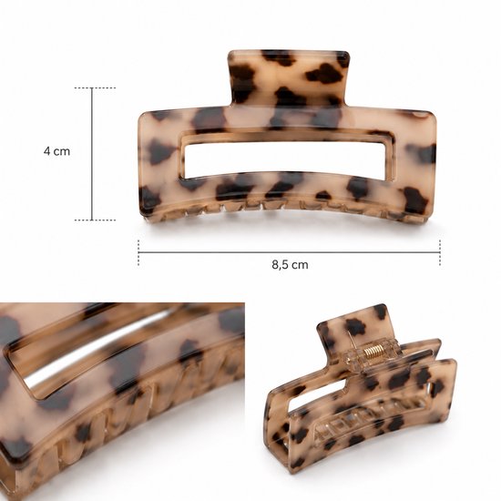 Vavida Haarklemmen - Twee Stuks - Beige en Bruin - Tijgerprint - 8,5 cm