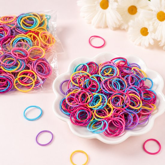 Vavida Haarelastiekjes - Geschikt voor Peuter en Kleuter - Anti-slip - 2,5 cm - Regenboog - 200 Stuks