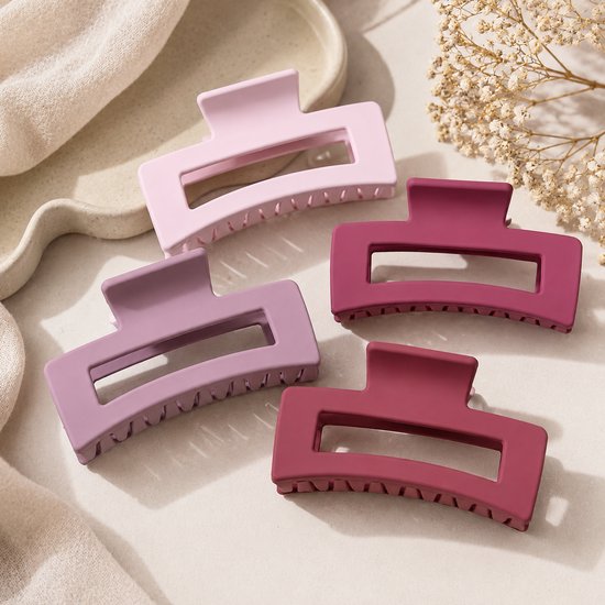 Vavida - Set 4 Haarklemmen - Pastelroze - Mauve - Berry - Dusty Pink - 8,5 cm - Perfect Als Cadeau - Haaraccessoires