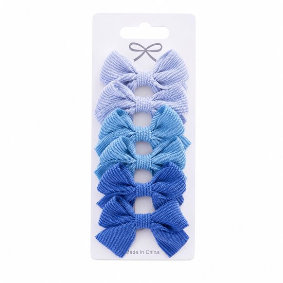 Vavida Haarspeldjes - 6 stuks - Strikjes - Meisjes - Leuk Als Cadeautje - Lichtblauw - Blauw - Donkerblauw