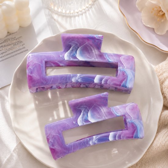 Vavida Haarklemmen - Twee Stuks - Lila - Marble Purple - Paars - 10,5 cm