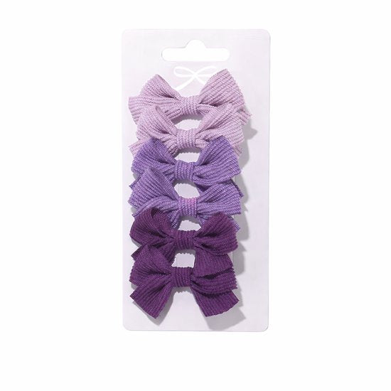 Vavida Haarspeldjes - 6 stuks - Strikjes - Meisjes - Leuk Als Cadeautje - Lila - Donkerpaars