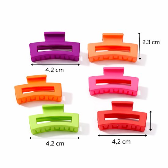 Vavida Haarklemmen - Klein - 4 cm - Groen - Roze - Rood - Oranje - Felle Kleuren - Zomer