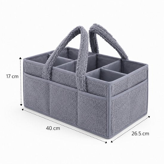 Vavida - Commodemandje - Grijs - Teddy - 40 x 26 x 17 cm - Babykamer - Baby - Commode - Mandje
