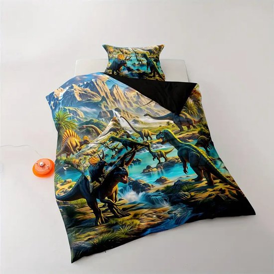 Vavida Dekbedovertrek - Eenpersoons - 140 x 200 - Dinosaurus - Stegosaurus - T-Rex - Dino