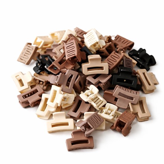 Vavida - Set 20 Kleine Haarklemmetjes - 2,5 cm - Bruin - Zwart - Beige - Haarklemmen - Anti-Slip