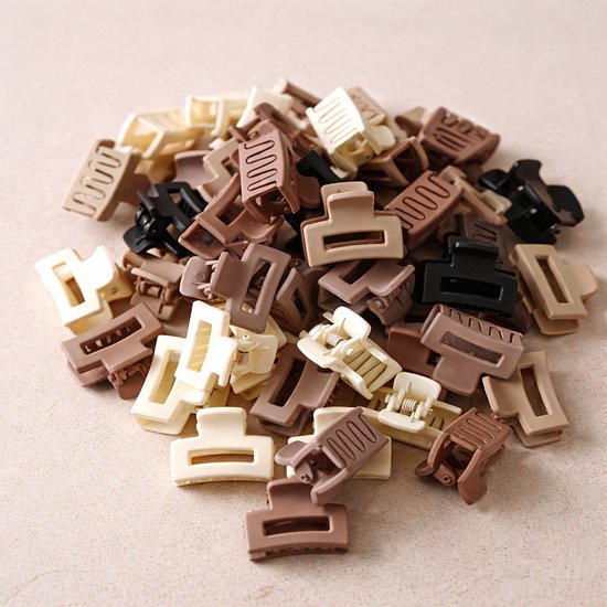 Vavida - Set 20 Kleine Haarklemmetjes - 2,5 cm - Bruin - Zwart - Beige - Haarklemmen - Anti-Slip