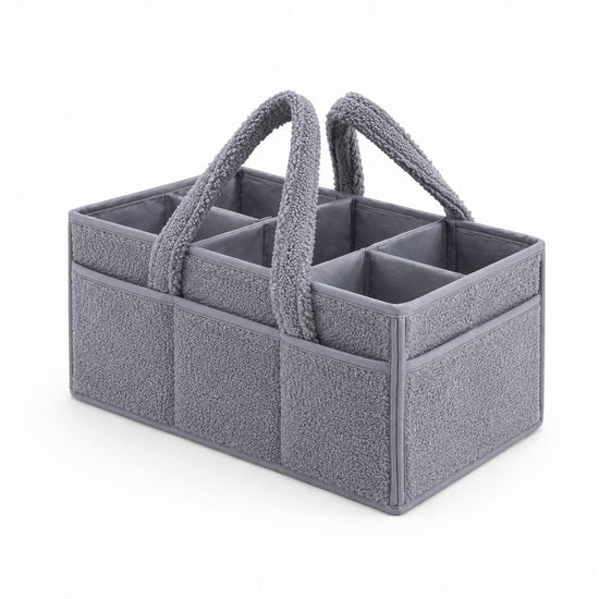 Vavida - Commodemandje - Grijs - Teddy - 40 x 26 x 17 cm - Babykamer - Baby - Commode - Mandje