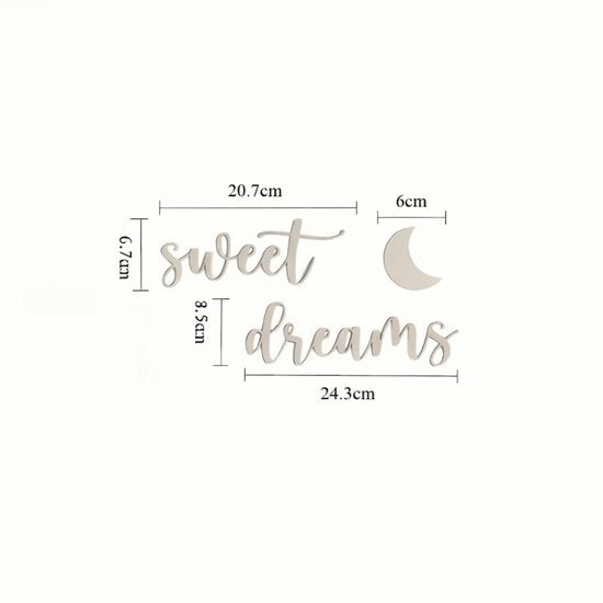 Vavida - Houten Wanddecoratie - Sweet Dreams - Maan - Kinderkamer - Babykamer