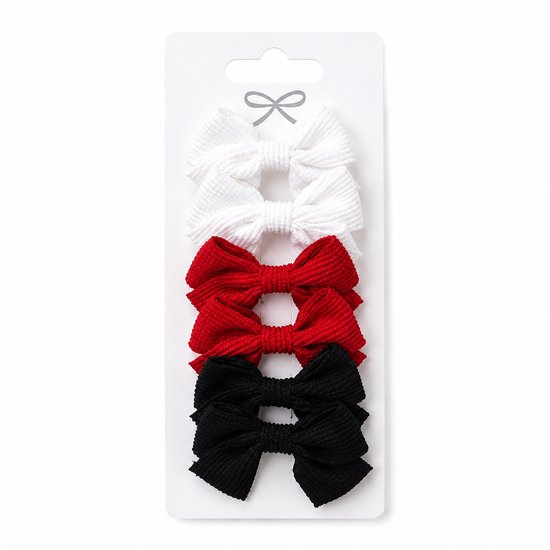 Vavida Haarspeldjes - 6 stuks - Strikjes - Meisjes - Leuk Als Cadeautje - Wit - Rood - Zwart