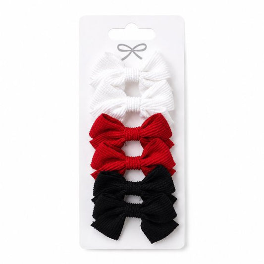 Vavida Haarspeldjes - 6 stuks - Strikjes - Meisjes - Leuk Als Cadeautje - Wit - Rood - Zwart