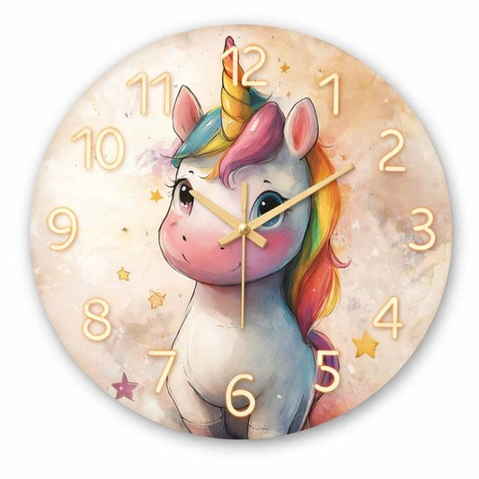 Vavida Klok Unicorn Ø 30 cm – Stille Wandklok voor Kinderkamer