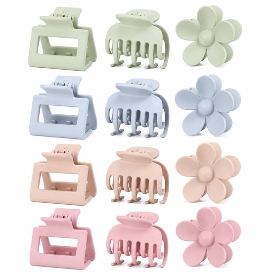 Vavida - Set 12 Haarklemmen - Pasteltinten - 4 cm - Anti-slip