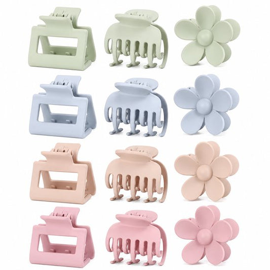 Vavida - Set 12 Haarklemmen - Pasteltinten - 4 cm - Anti-slip