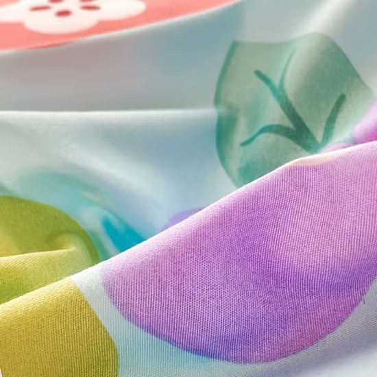 Vavida Dekbedovertrek - Eenpersoons 140 x 200 - Bloemen - Turquoise - Roze - Pastel